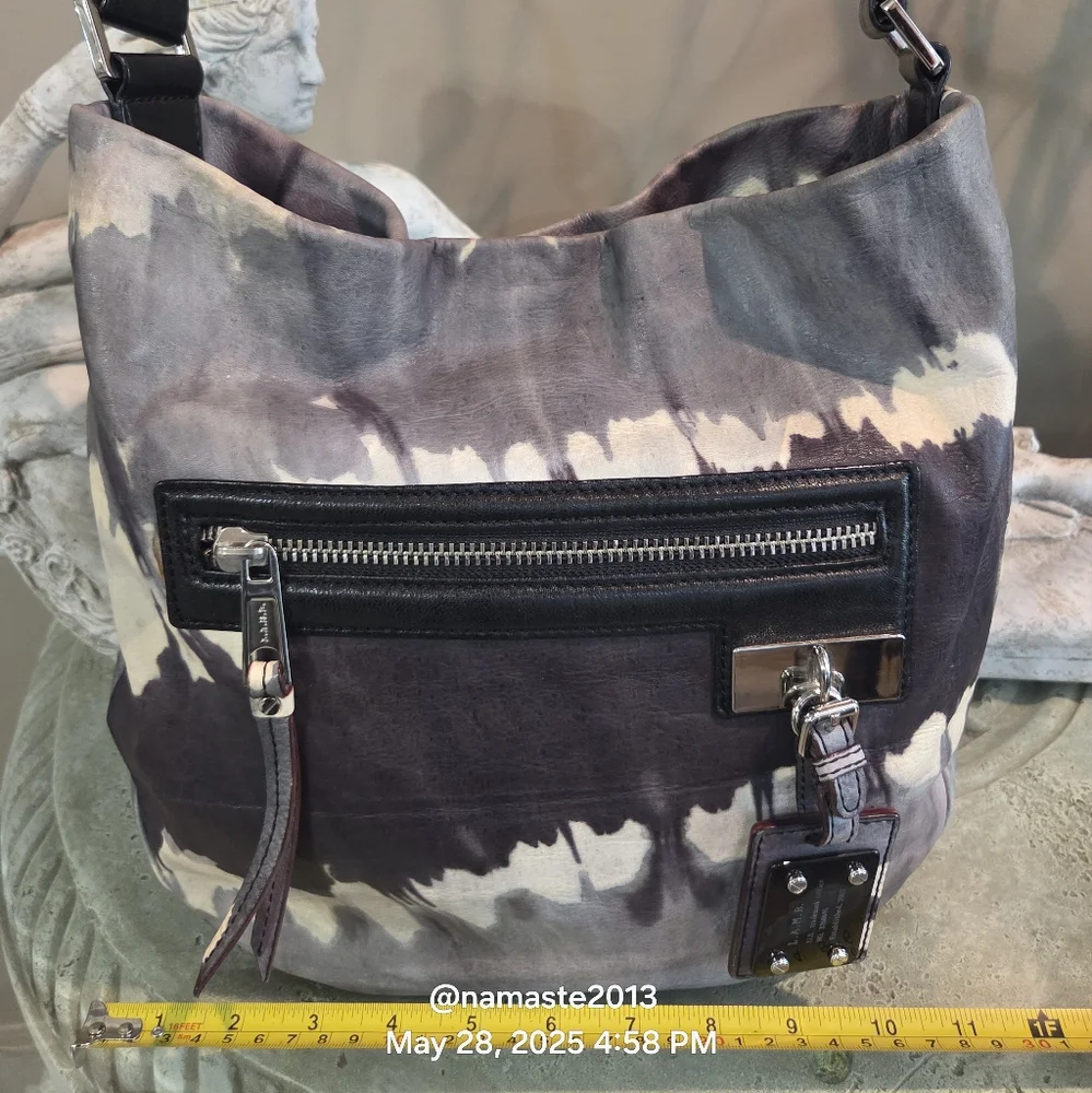 L.A.M.B. Gwen Stefani 100% Leather Tie Die Hobo Shoulder Bag Designer #139
